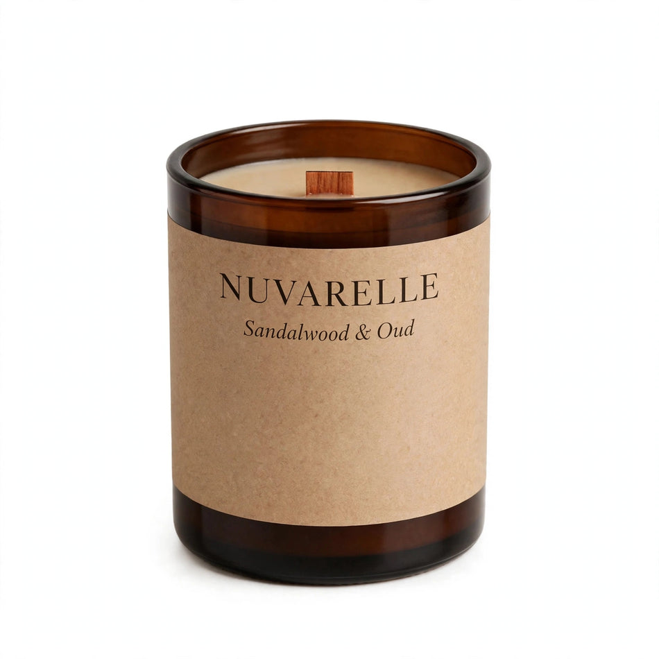 Nuvarelle Noir Oud - Sandalwood & Oud Woodwick Candle