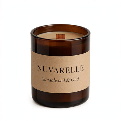 Nuvarelle Noir Oud - Sandalwood & Oud Woodwick Candle