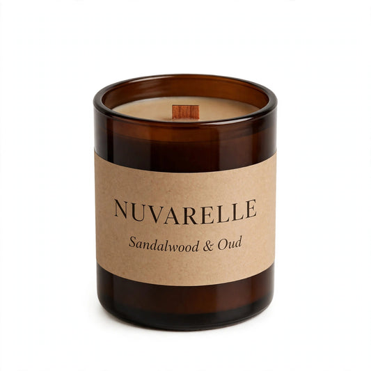 Nuvarelle Noir Oud - Sandalwood & Oud Woodwick Candle